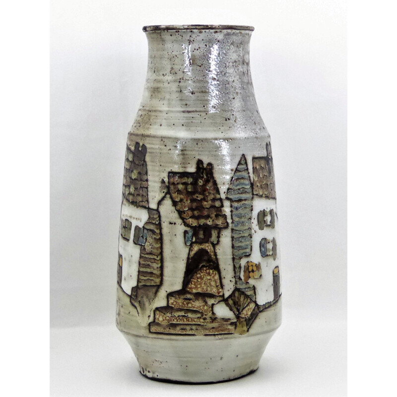Vintage vase "The Minotaur" in chamotte clay by Paul Quéré, 1960