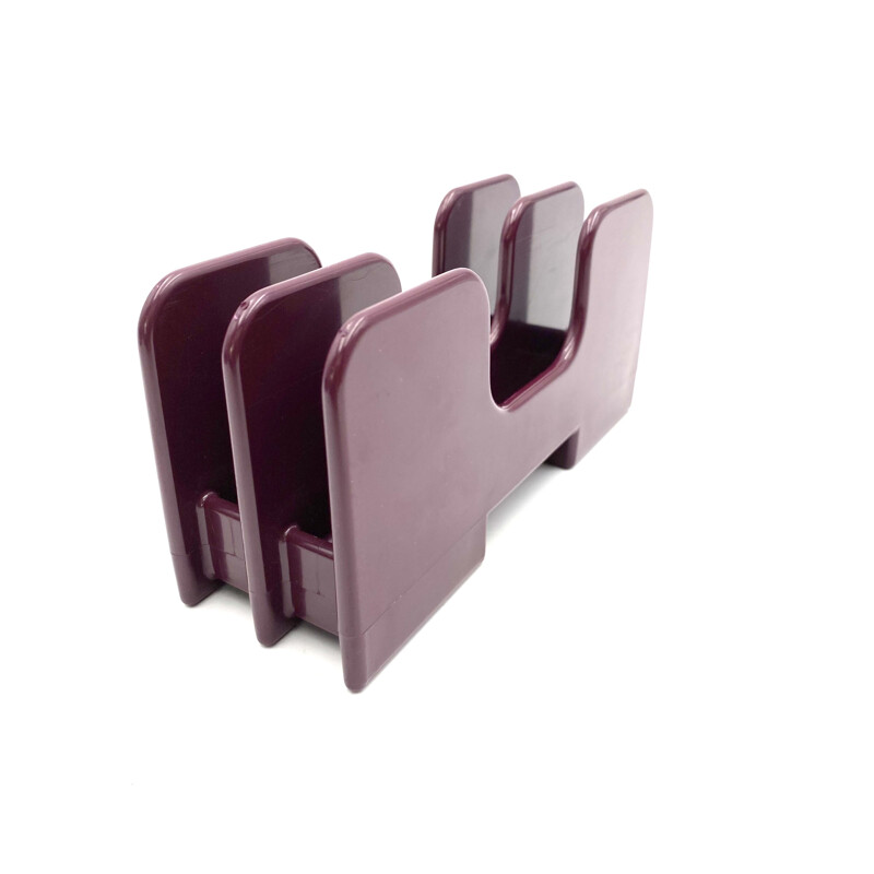 Sistema45 series vintage wine red ashtray & desk organizers by Olivetti Synthesis for Ettore Sottsass, 1971s