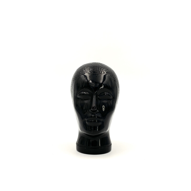 Vintage black glass head by Piero Fornasetti, Italy 1960s