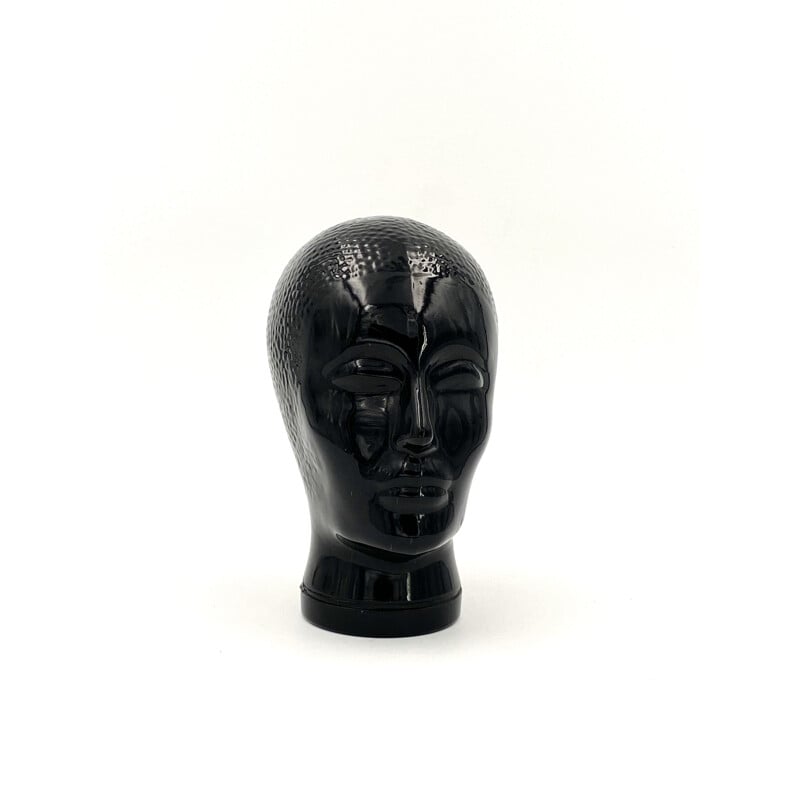 Vintage black glass head by Piero Fornasetti, Italy 1960s