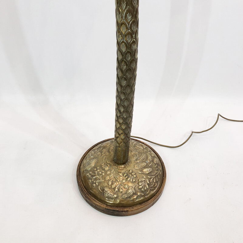 Mid century brutalist brass palm tree floor lamp Hollywood Regency, Spain 1970s