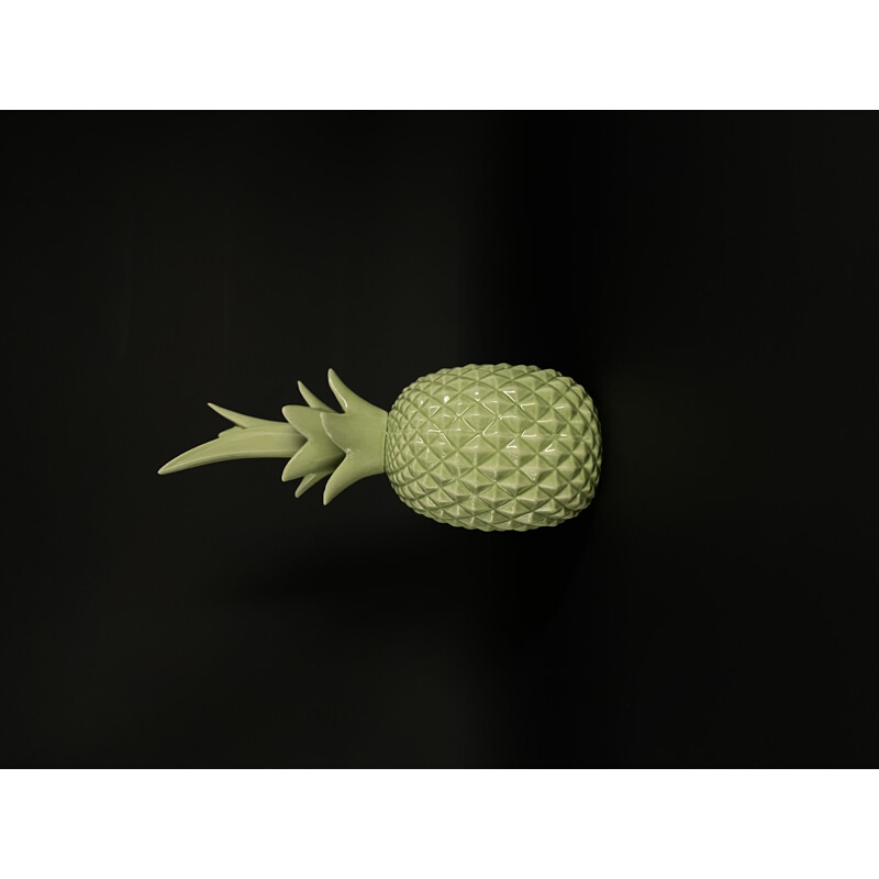 Mid century green pineapple ceramic sculpture, France 1980s