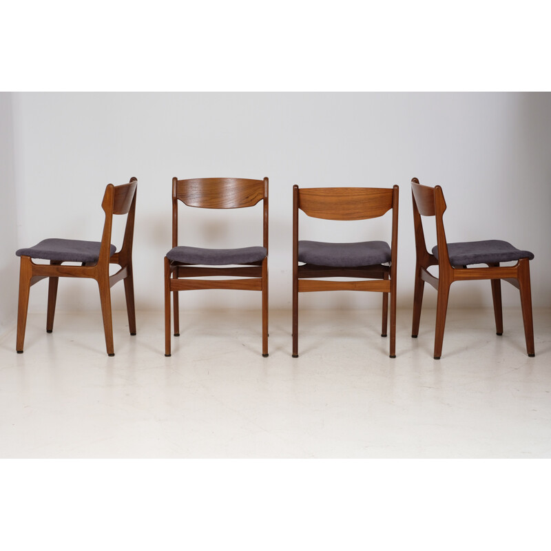 Set of vintage 4 chairs by Erik Buch for Odense Maskinsnedkeri, 1960s