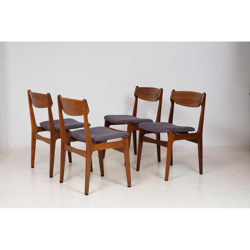 Set of vintage 4 chairs by Erik Buch for Odense Maskinsnedkeri, 1960s