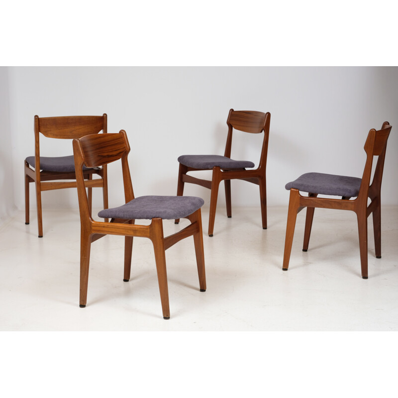 Set of vintage 4 chairs by Erik Buch for Odense Maskinsnedkeri, 1960s