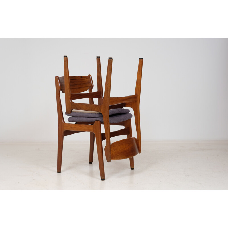 Set of vintage 4 chairs by Erik Buch for Odense Maskinsnedkeri, 1960s