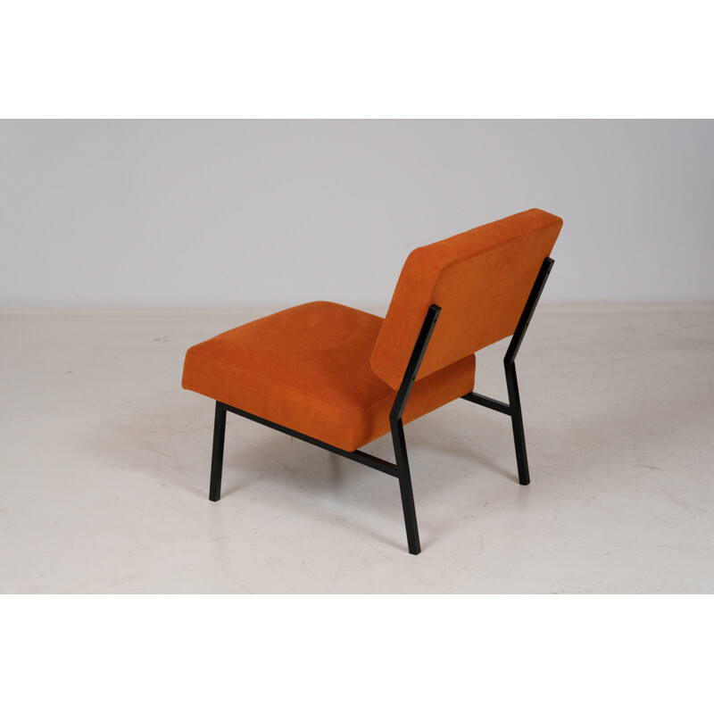 Vintage coral orange armchair by P. Guariche, 1950s