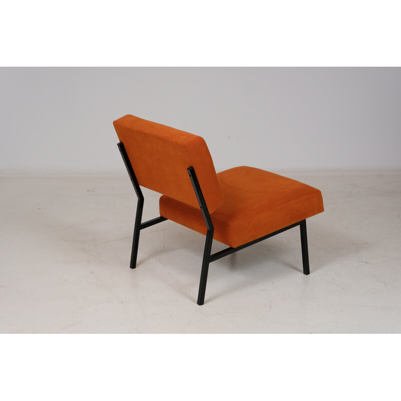 Vintage coral orange armchair by P. Guariche, 1950s