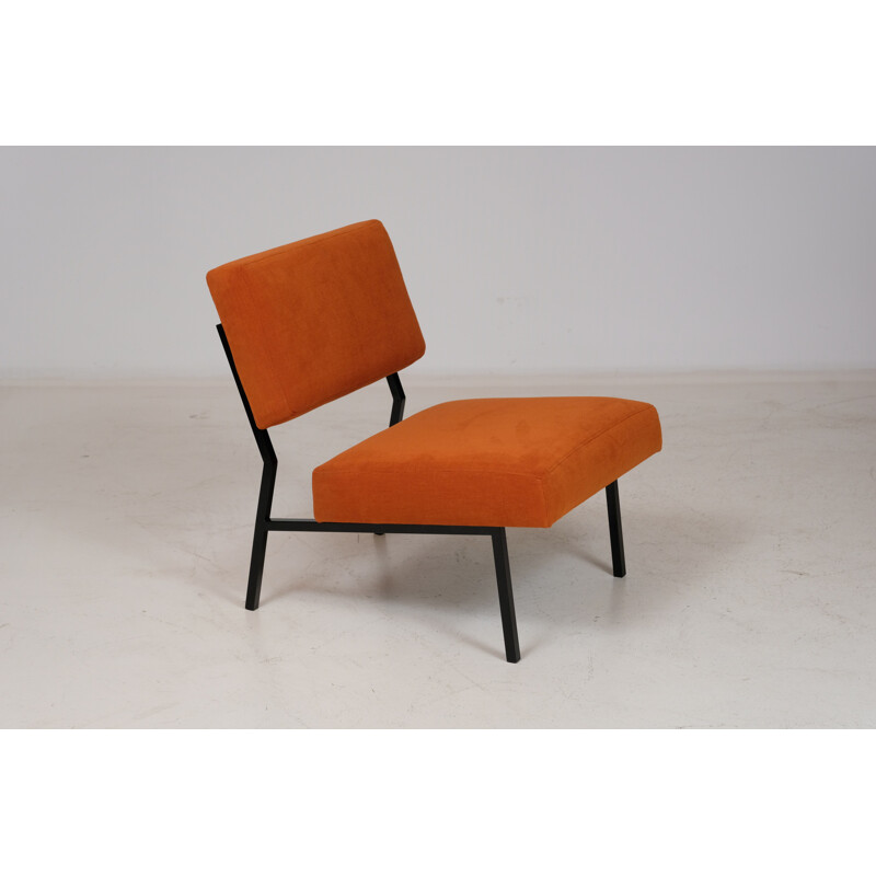 Vintage coral orange armchair by P. Guariche, 1950s