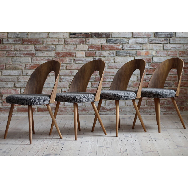 Set of 4 vintage dining chairs reupholstered in kvadrat fabric by A. Šuman, 1960s