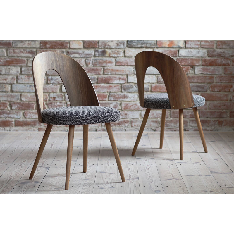 Set of 4 vintage dining chairs reupholstered in kvadrat fabric by A. Šuman, 1960s
