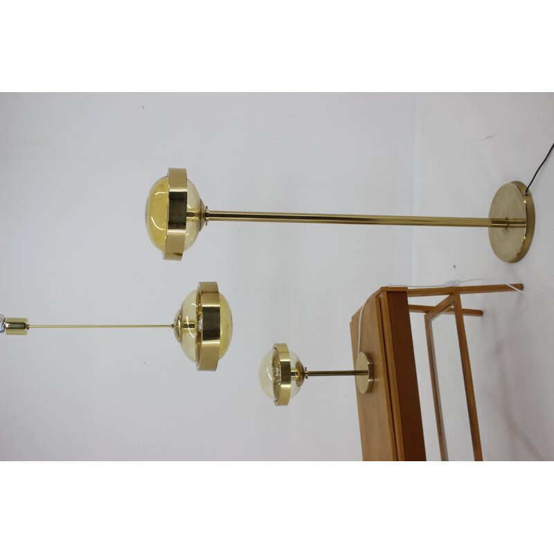 Vintage brass floor lamp, pendant lamp and lamp by Kamenicky Senov, Czechoslovakia 1970