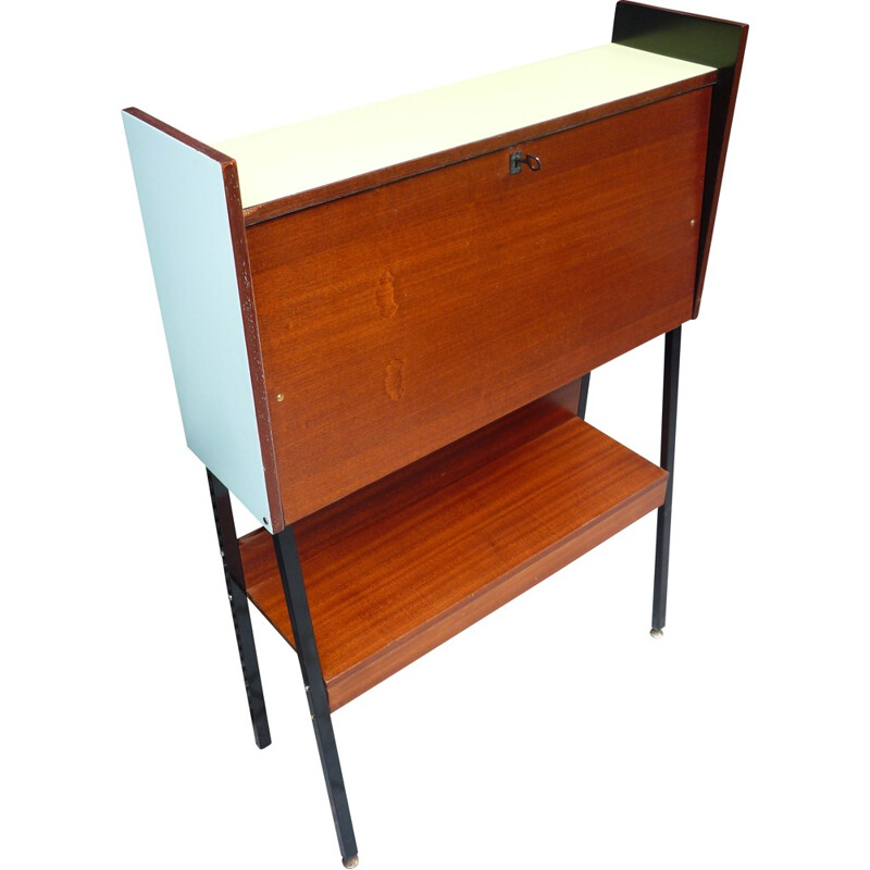 Vintage houten en metalen bureau, 1960