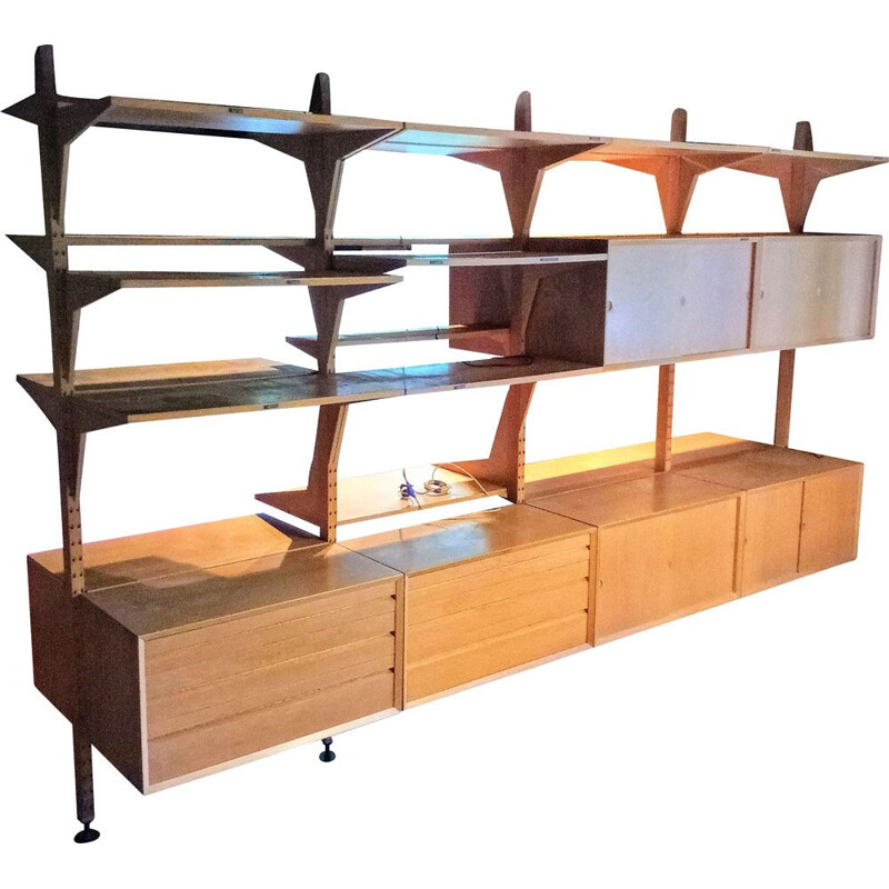 Self-supporting vintage shelving system by Poul Cadovius for Cado 