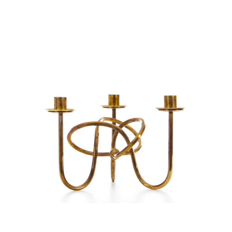 Scandinavian vintage brass candlestick by Josef Frank, 1960s