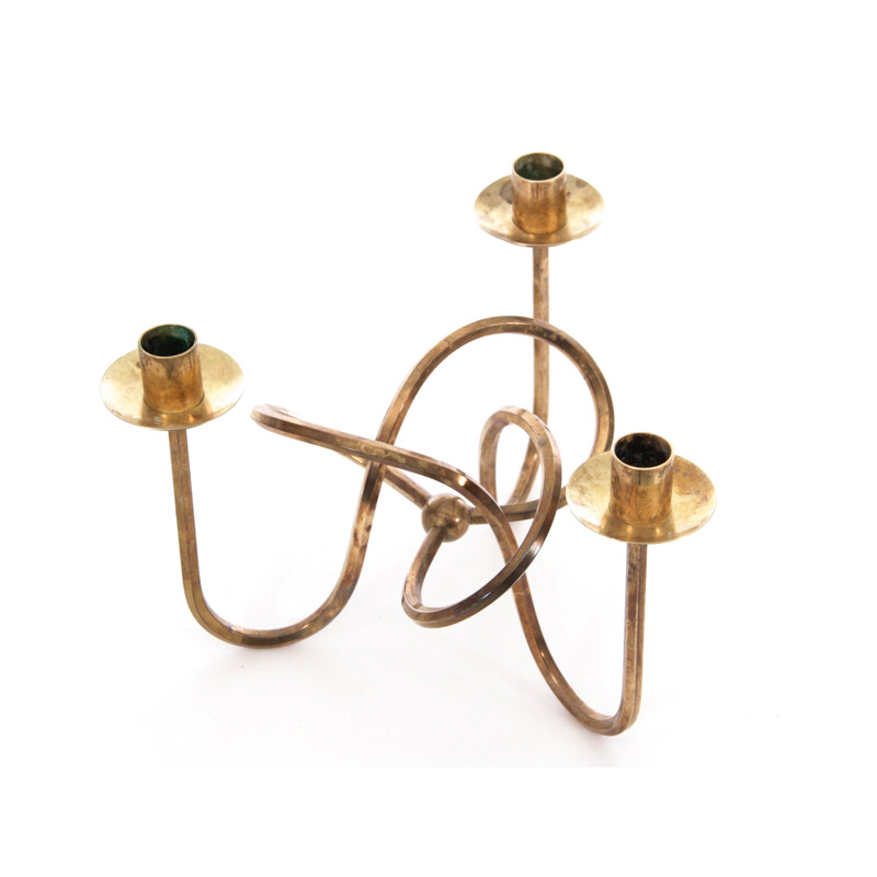 Scandinavian vintage brass candlestick by Josef Frank, 1960s