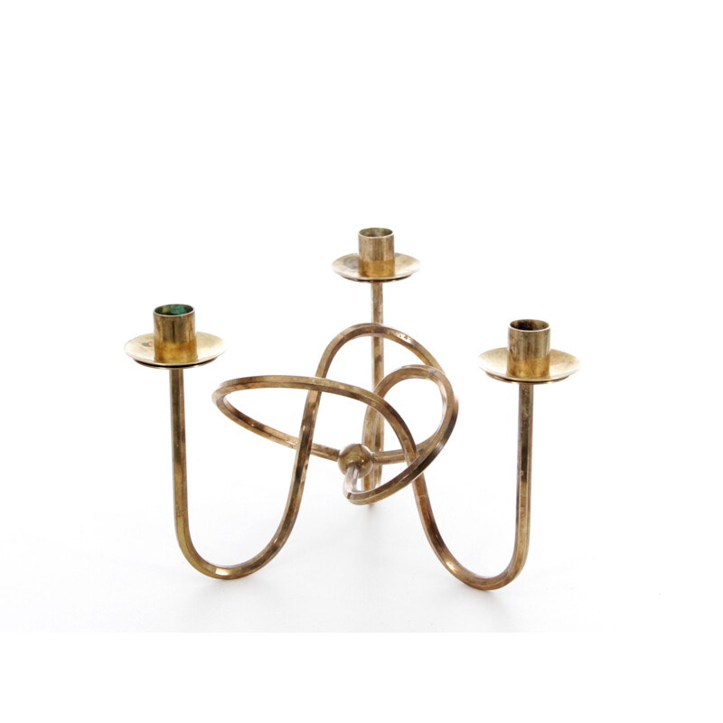 Scandinavian vintage brass candlestick by Josef Frank, 1960s