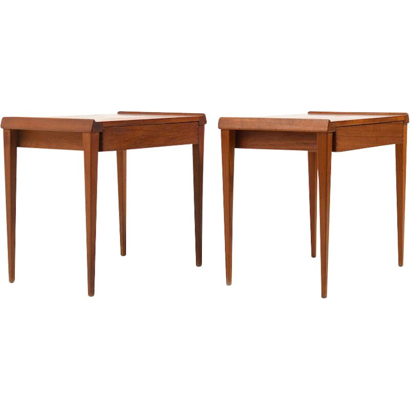 Pair of vintage fine danish teak nightstands, 1950s