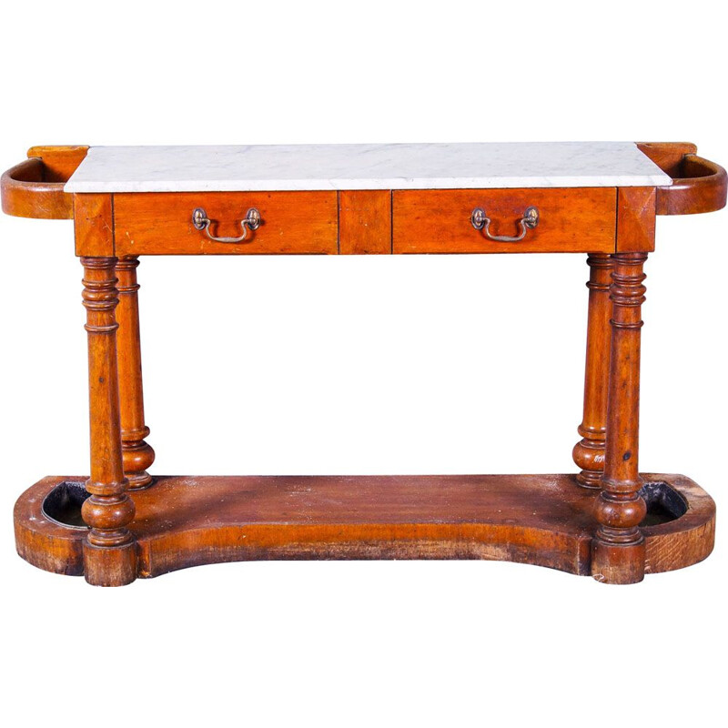 Mid century victorian marble top hall table, Wales 1860s