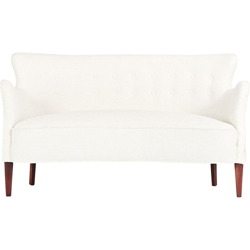 Vintage concave sofa by Frits Henningsen, Denmark 1940s