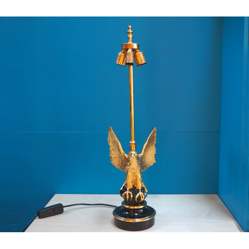 Gold-Plated Eagle table lamp, Jacques CHARLES - 1960s