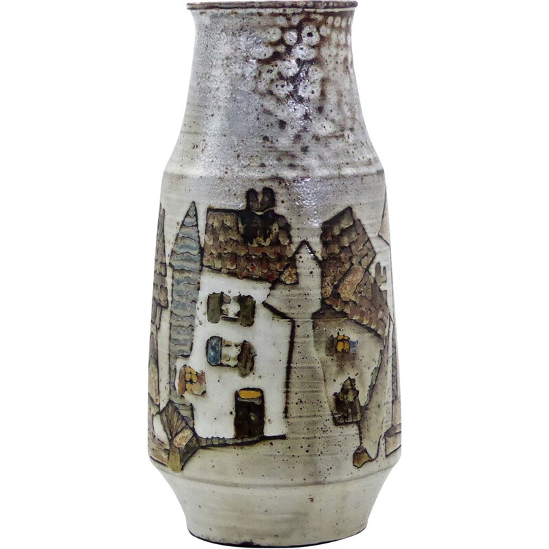 Vase vintage "Le Minotaure" en terre chamottée de Paul Quéré, 1960