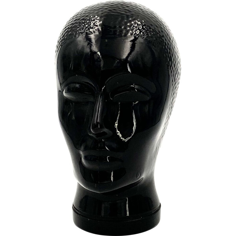 Vintage black glass head by Piero Fornasetti, Italy 1960s