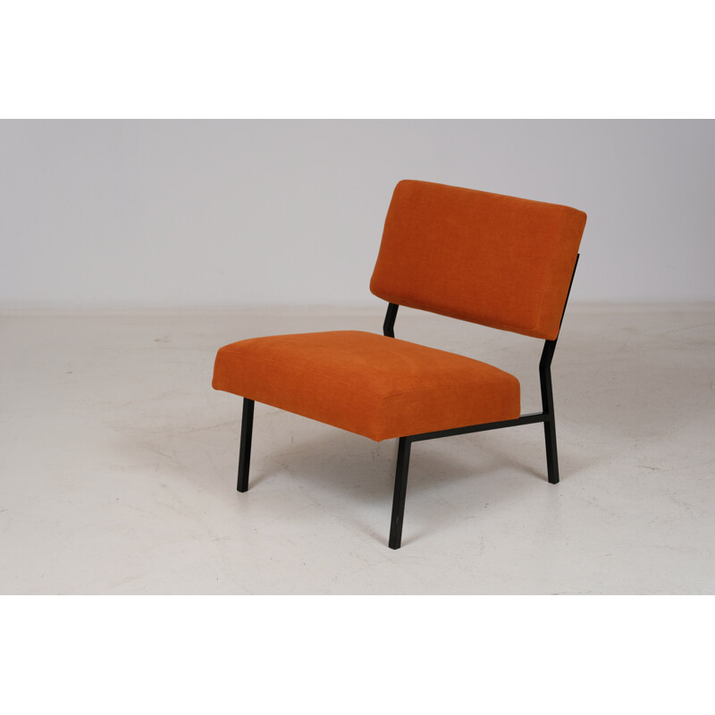 Vintage coral orange armchair by P. Guariche, 1950s