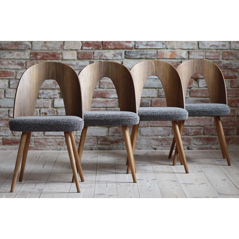 Set of 4 vintage dining chairs reupholstered in kvadrat fabric by A. Šuman, 1960s
