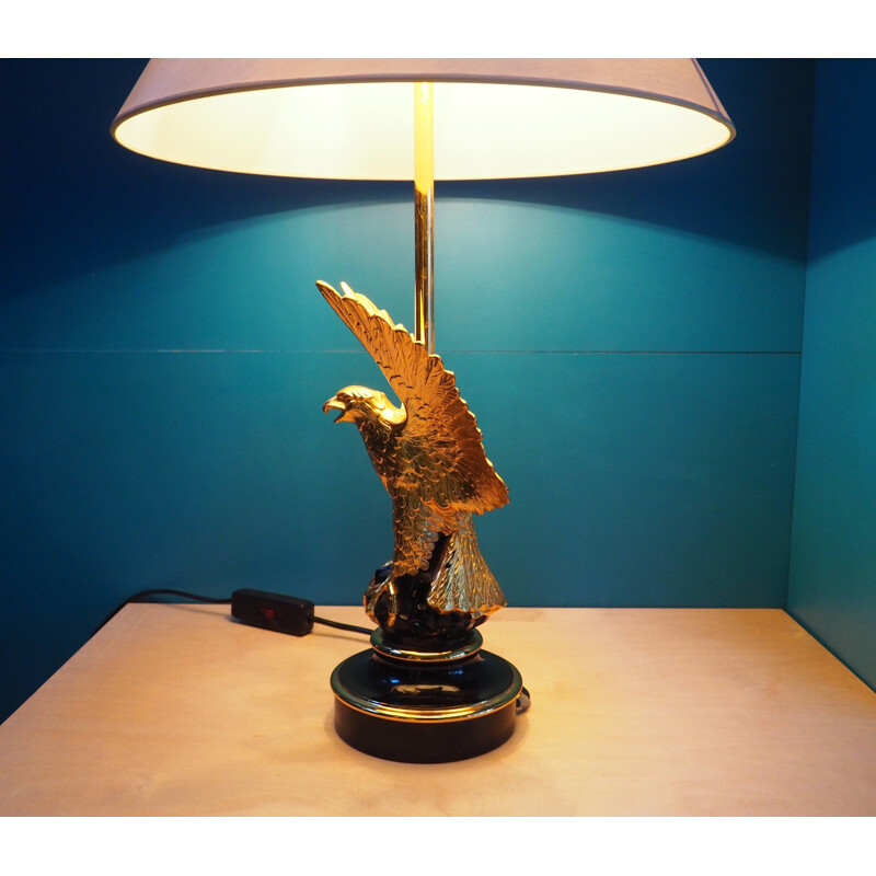 Gold-Plated Eagle table lamp, Jacques CHARLES - 1960s