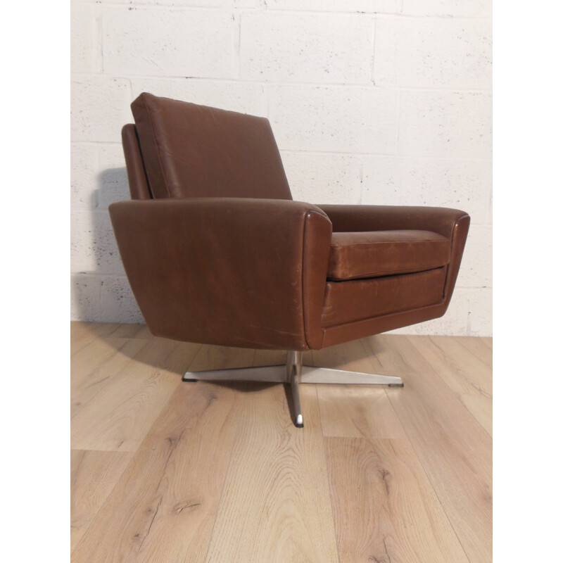 Brown leather armchair, Georg THAMS - 1960s