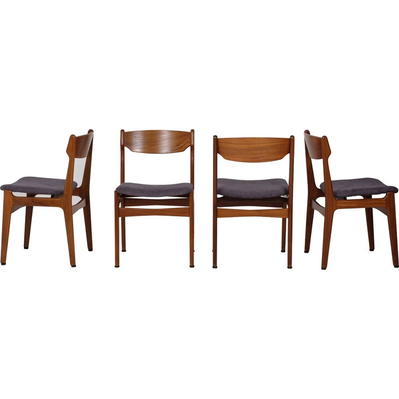 Set of vintage 4 chairs by Erik Buch for Odense Maskinsnedkeri, 1960s