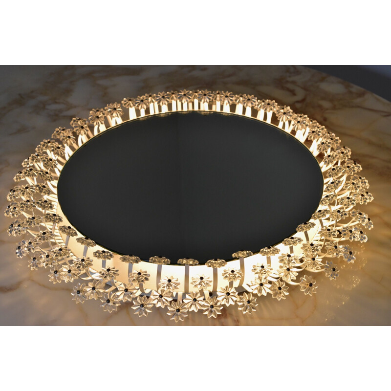 Vintage round backlit mirror by Emil Stejnar for Rupert Nikoll, Austria 1950s