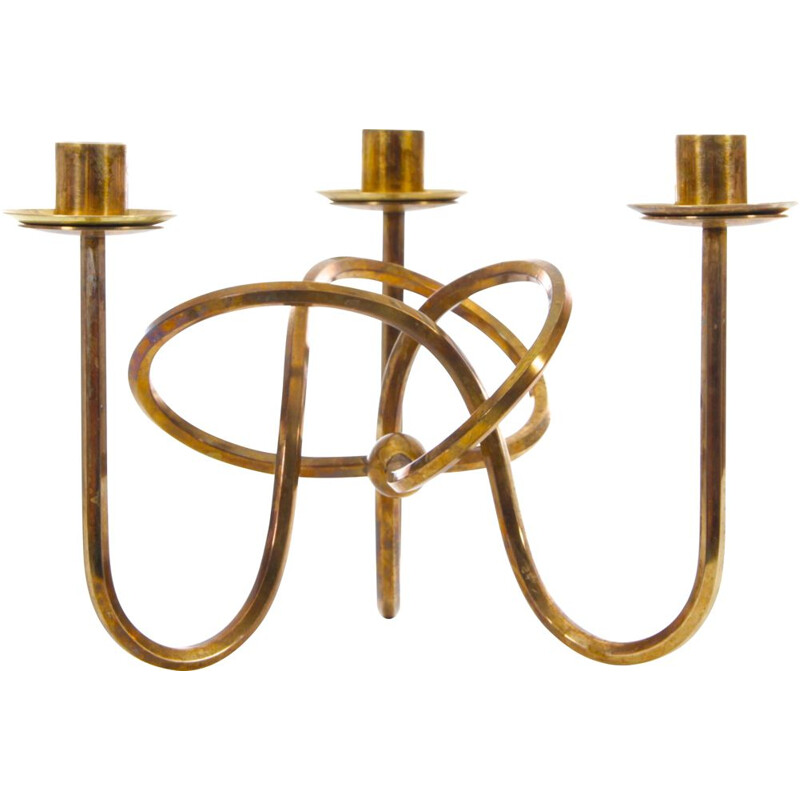 Scandinavian vintage brass candlestick by Josef Frank, 1960s