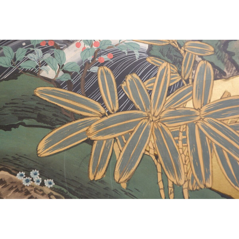 Vintage Japanese wall decoration with six panels
