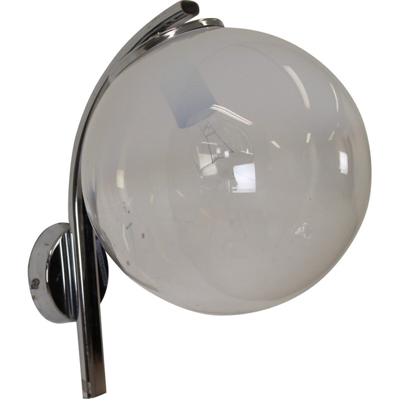 Wall sconce lamp in glass and metal, Targetti SANKEY - 1960s 