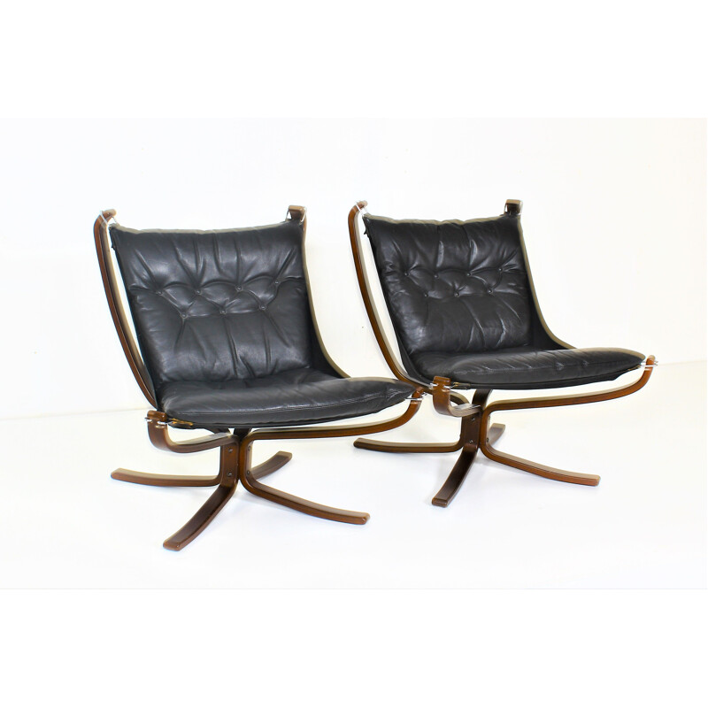 Pair of vintage Falcon armchairs by Sigurd Ressell for Vatne Møbler, Norway 1970s