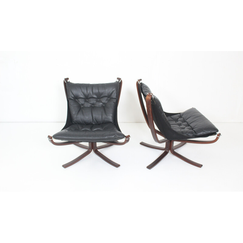 Pair of vintage Falcon armchairs by Sigurd Ressell for Vatne Møbler, Norway 1970s