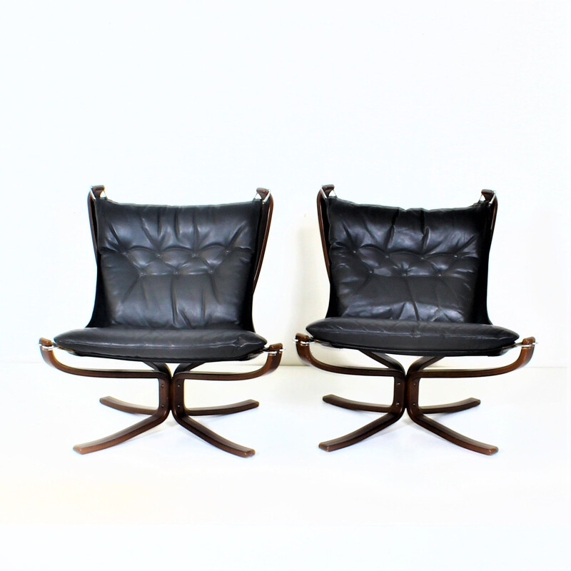 Pair of vintage Falcon armchairs by Sigurd Ressell for Vatne Møbler, Norway 1970s