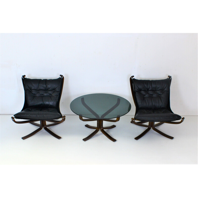 Pair of vintage Falcon armchairs by Sigurd Ressell for Vatne Møbler, Norway 1970s