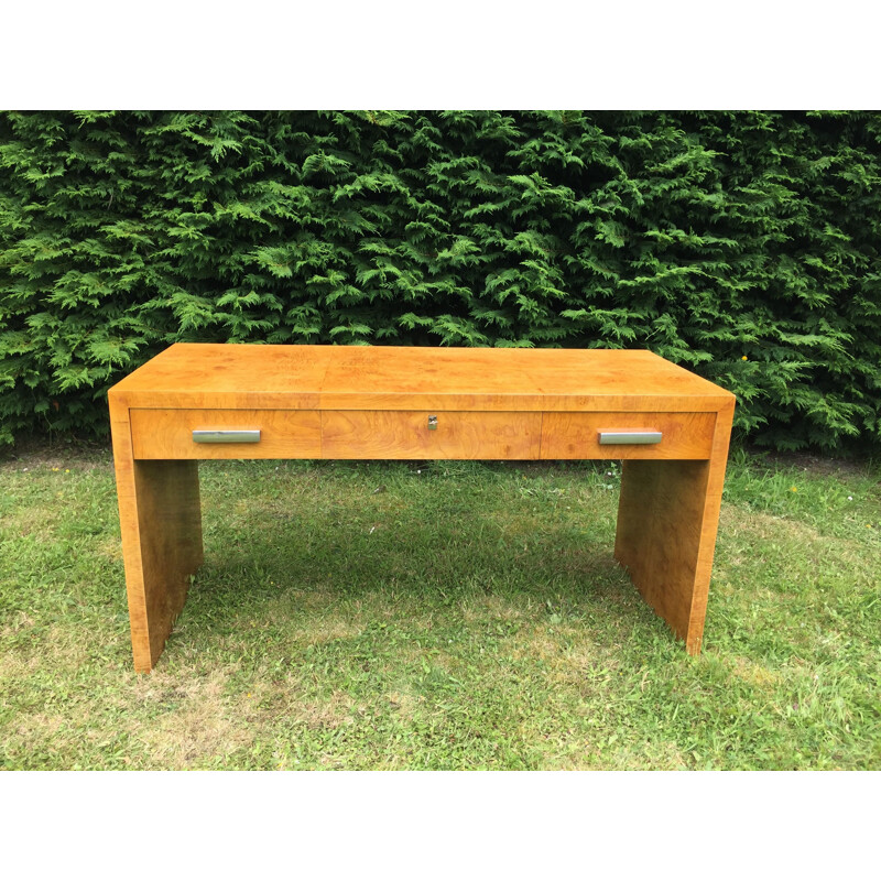 Bureau vintage en ronce de frêne de Michel Dufet pour le Sylve, 1930