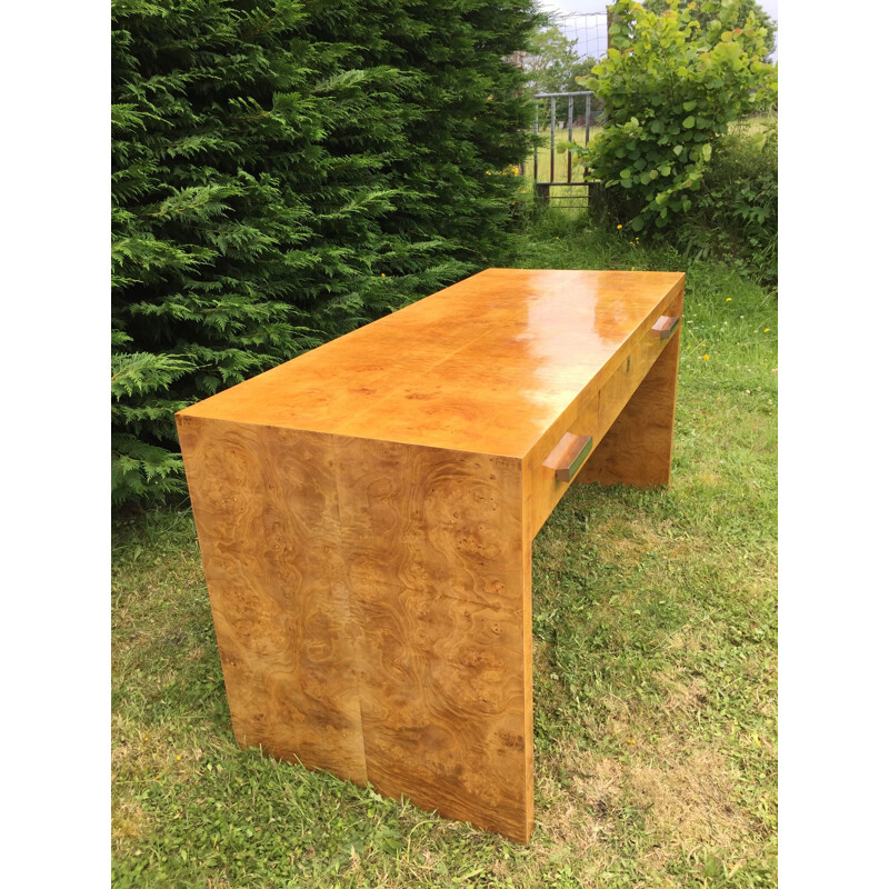 Vintage desk in ash burl by Michel Dufet for Sylve, 1930