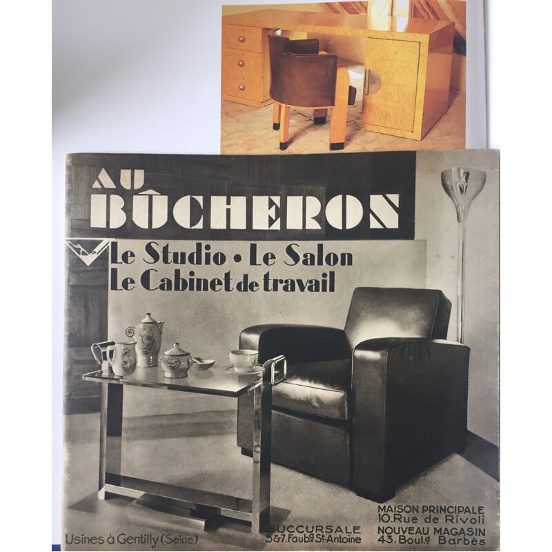 Bureau vintage en ronce de frêne de Michel Dufet pour le Sylve, 1930