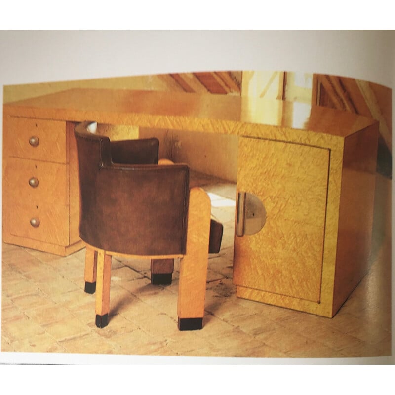 Vintage desk in ash burl by Michel Dufet for Sylve, 1930