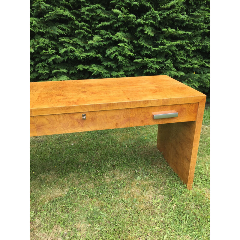 Vintage desk in ash burl by Michel Dufet for Sylve, 1930