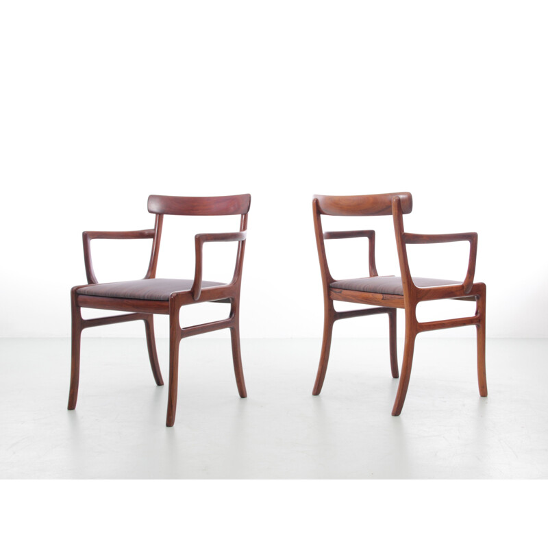 Set of 6 vintage scandinavian rosewood chairs Rungstelund model, 1960s