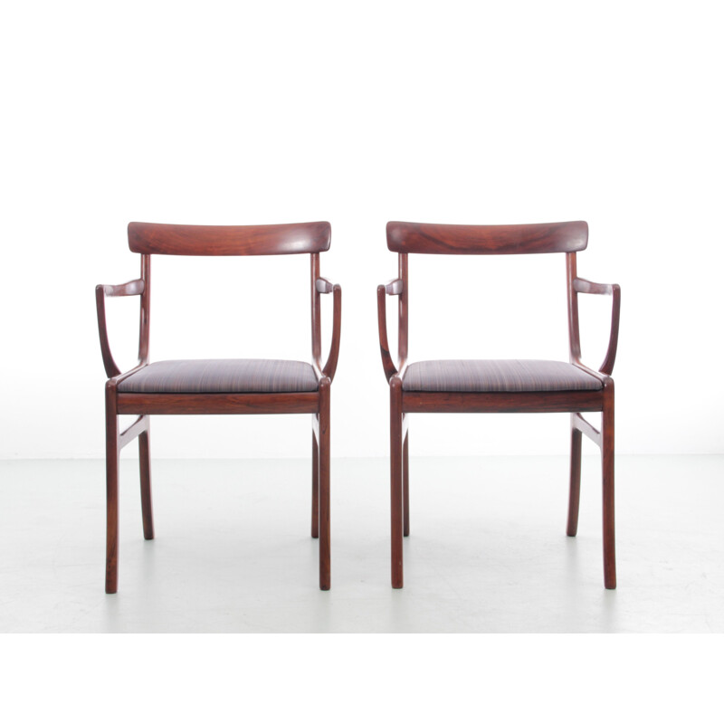 Set of 6 vintage scandinavian rosewood chairs Rungstelund model, 1960s