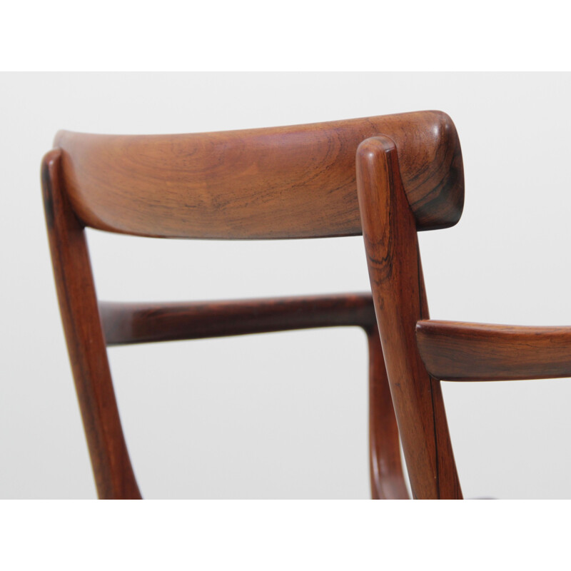 Set of 6 vintage scandinavian rosewood chairs Rungstelund model, 1960s