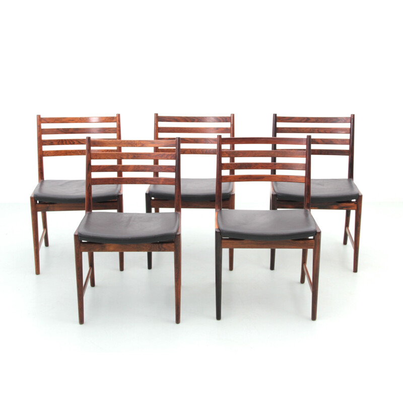 Set of 5 Scandinavian vintage rosewood chairs by Kai Lyngfeldt Larsen for Søren Willadsen