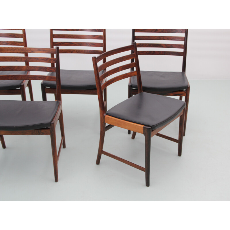 Set van 5 Scandinavische vintage rozenhouten stoelen van Kai Lyngfeldt Larsen voor Søren Willadsen